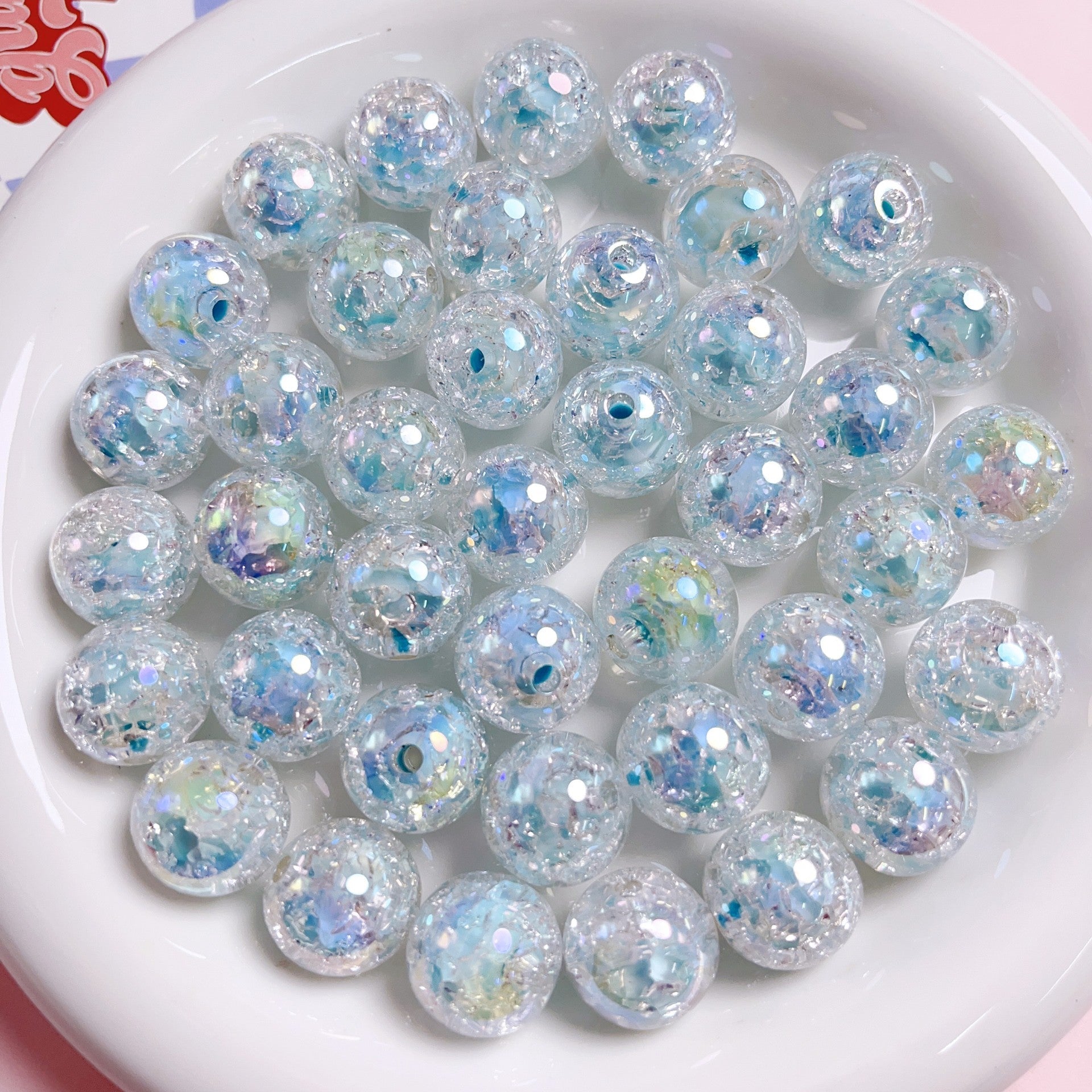 Creative 16mm Luminous Burst Acrylic Beads-50PCS