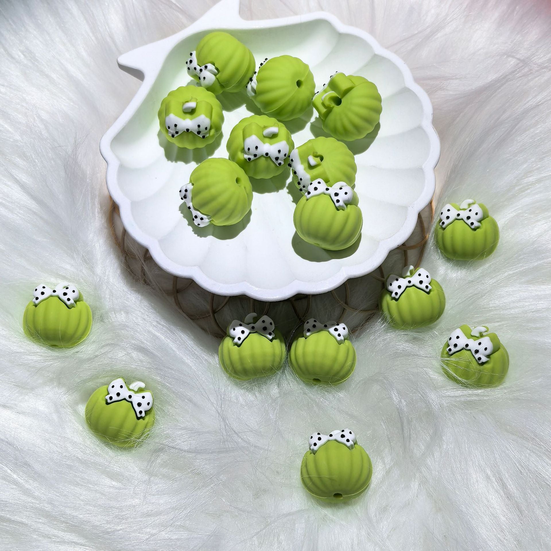 3D Pumpkin Braid Silicone Cartoon Beads -10PCS