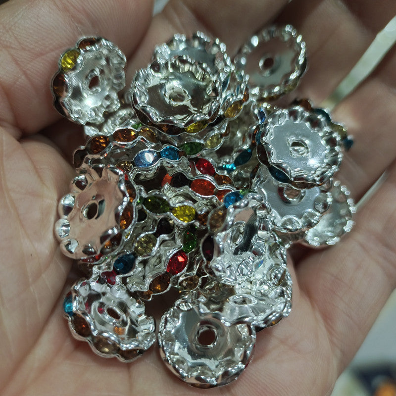 15mm Silver Plated Wave Diamond Wheel Clip DIY Handmade Spacer Beads-200PCS