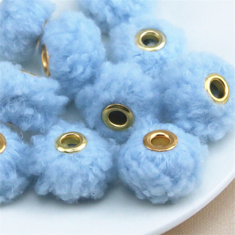 Straight Hole Teddy Fur Ball Beads Loose Beads Fabric Accessories-100PCS