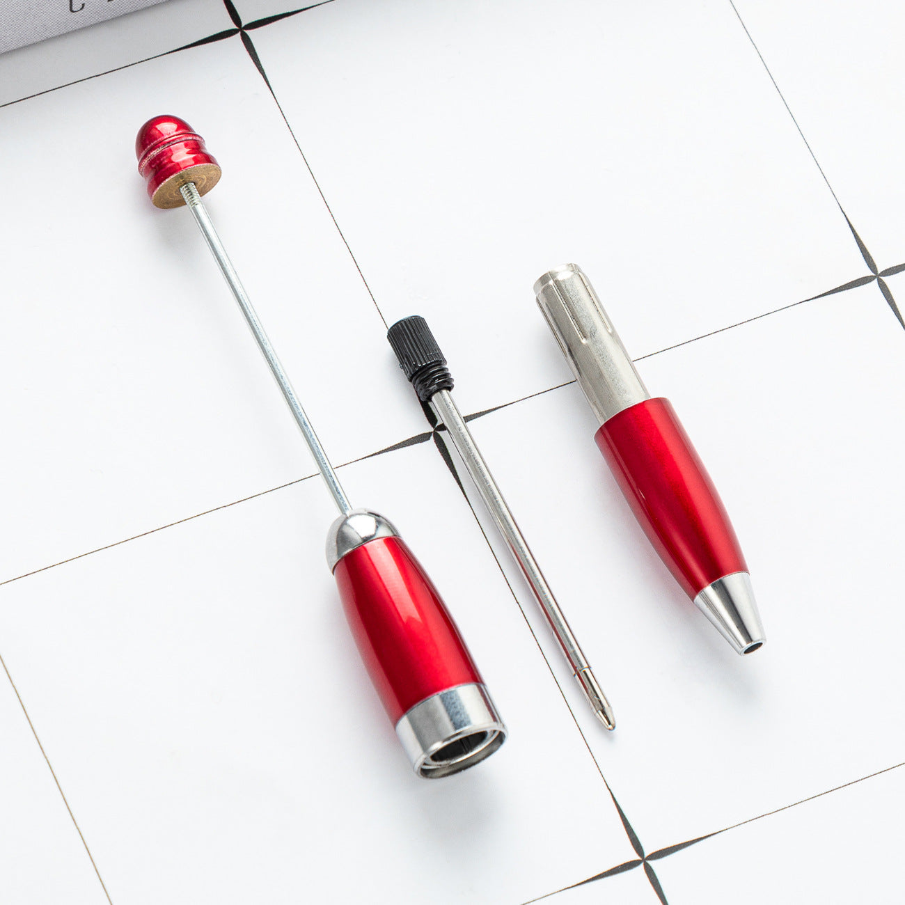 Beadable Pens Metal Pen DIY with Keychain Bar-2PCS