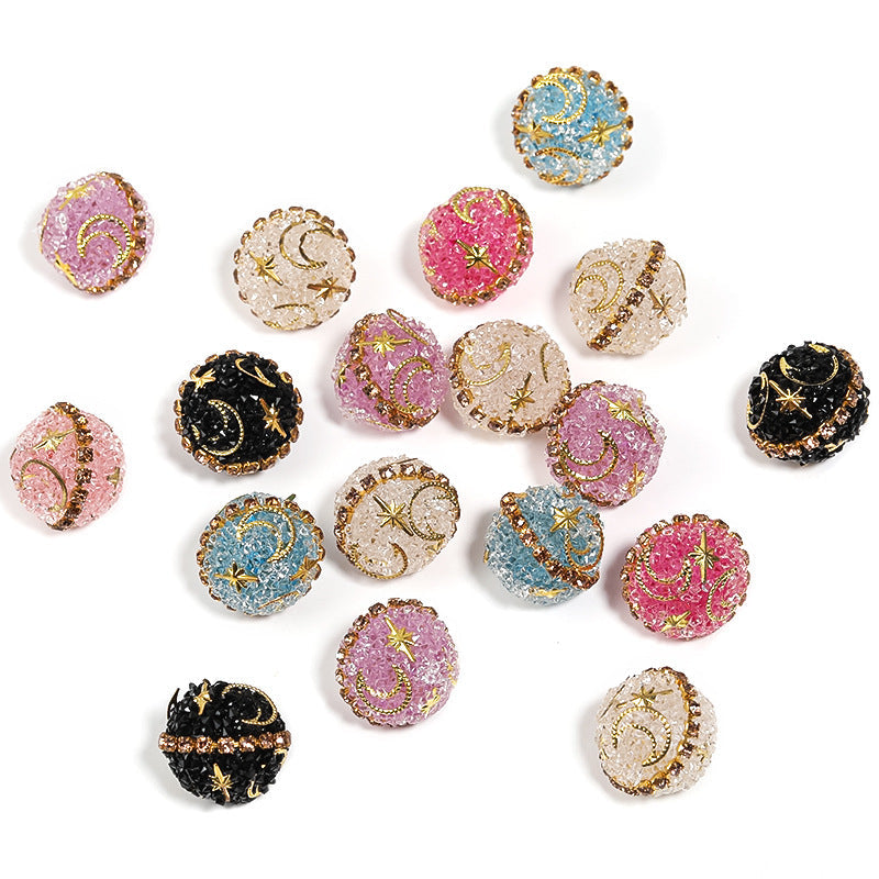 Star Moon Full Diamond Heavy Industry Sugar Beads-5PCS