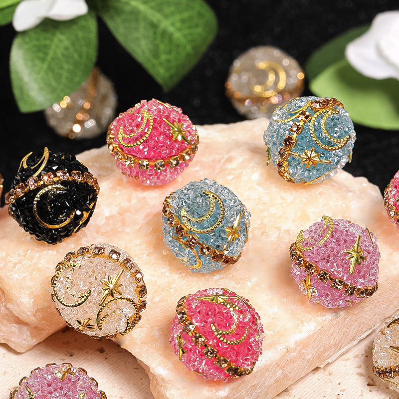 Star Moon Full Diamond Heavy Industry Sugar Beads-5PCS