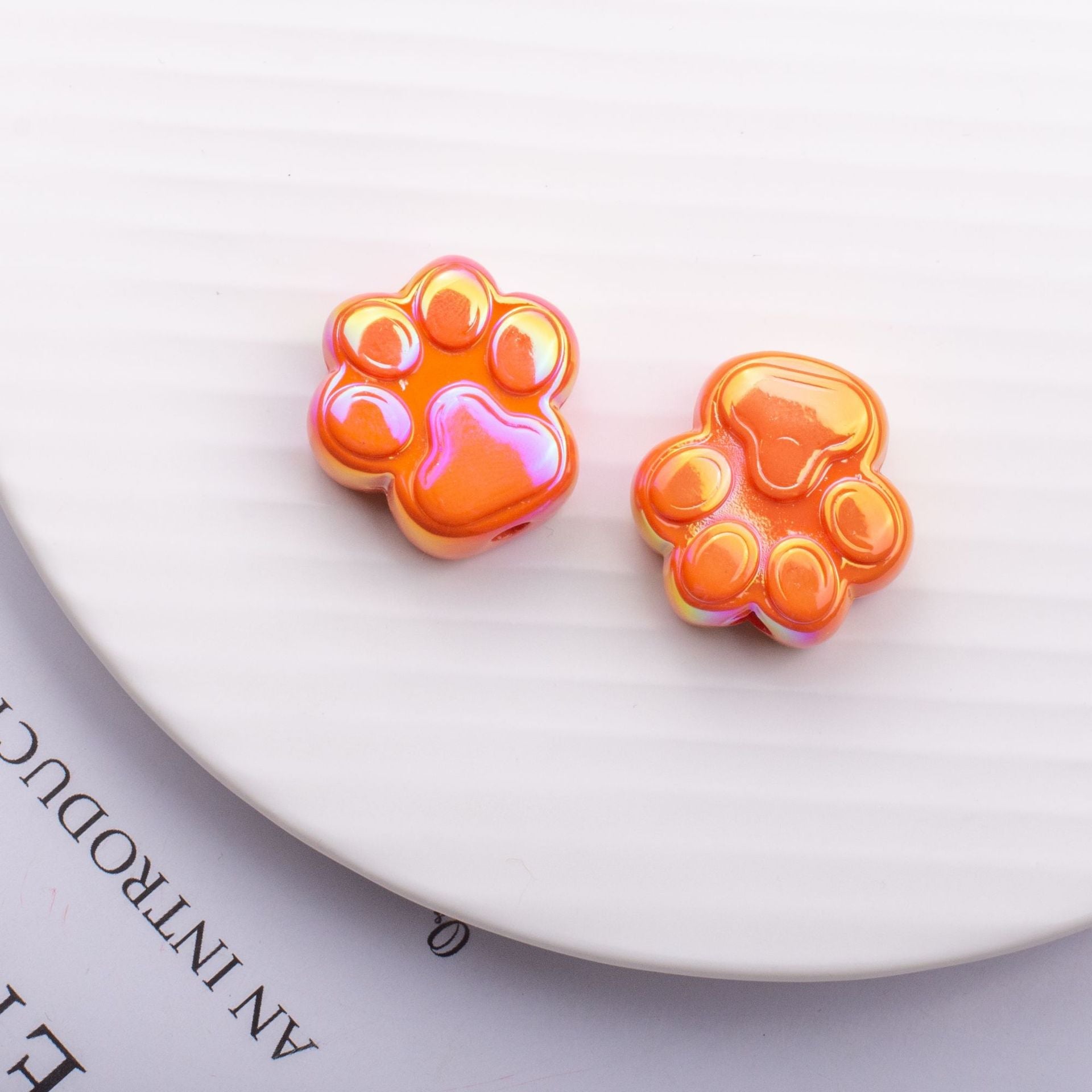 Wholesale Cat Claw Colorful UV Plated Acrylic Straight Hole Loose Beads-50PCS