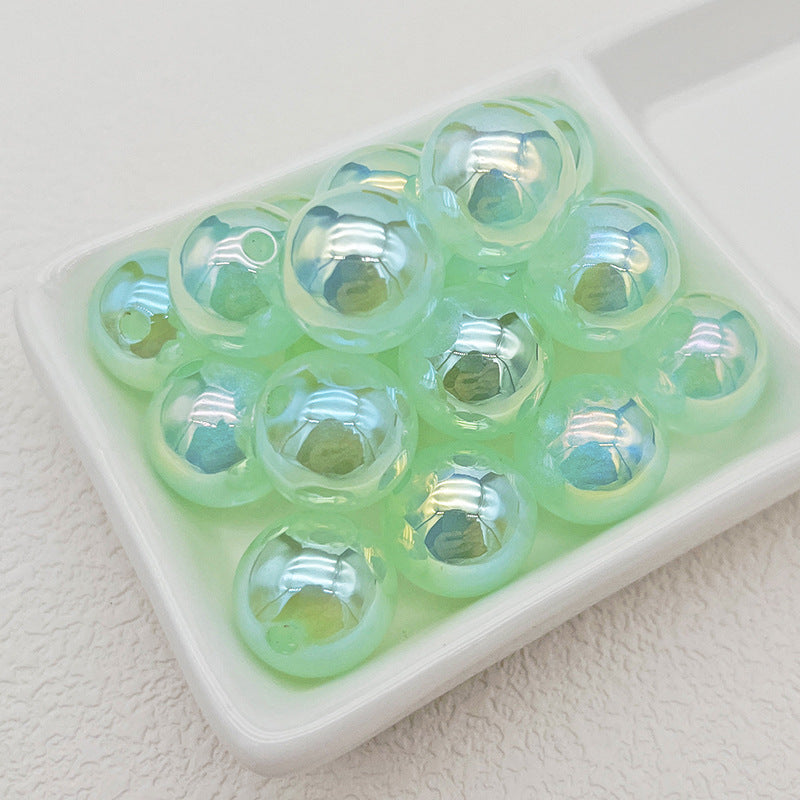 16mm UV Plated Colorful Brilliant Galaxy Straight Hole DIY Beadable Acrylic Beads-50PCS