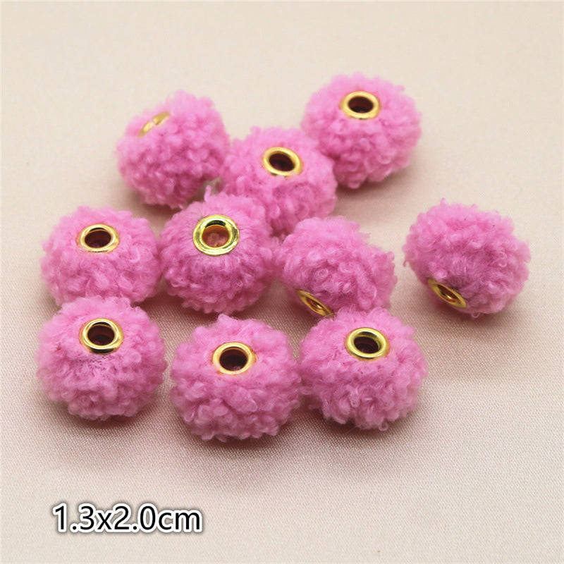 Straight Hole Teddy Fur Ball Beads Loose Beads Fabric Accessories-100PCS