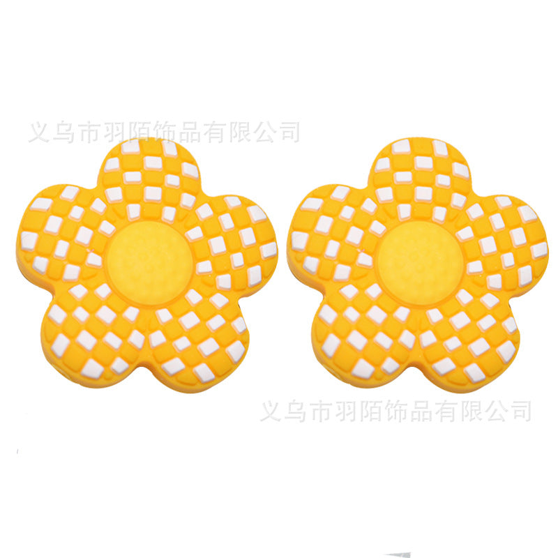 Checkerboard Flower Silicone Beads-10PCS