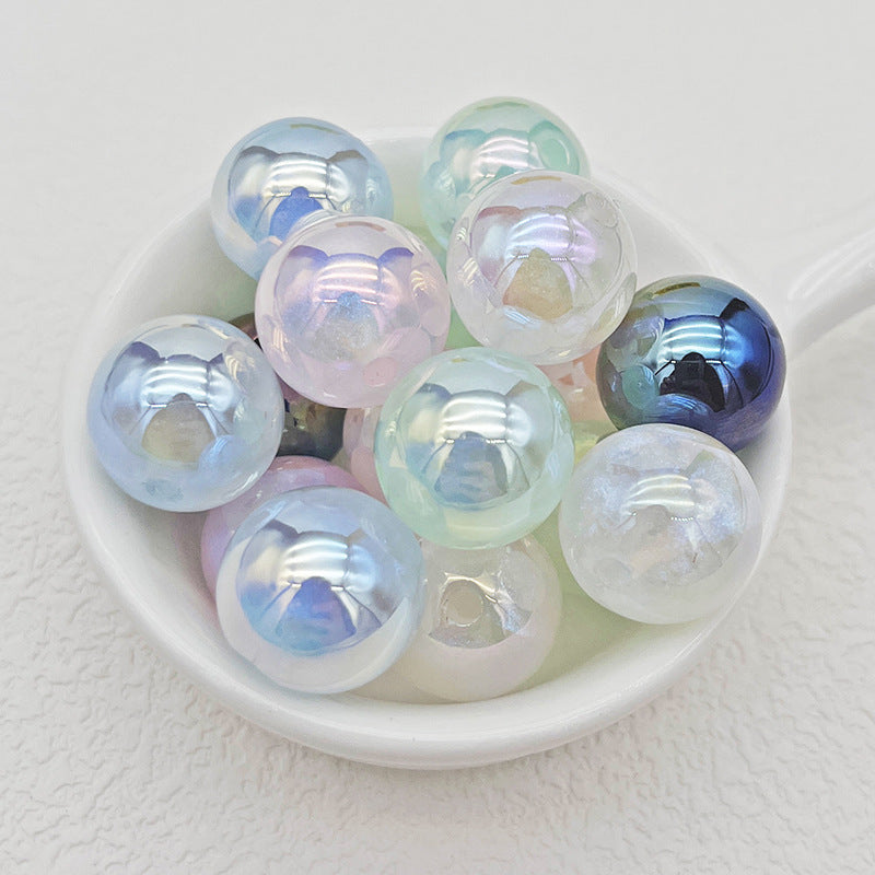 16mm UV Plated Colorful Brilliant Galaxy Straight Hole DIY Beadable Acrylic Beads-50PCS