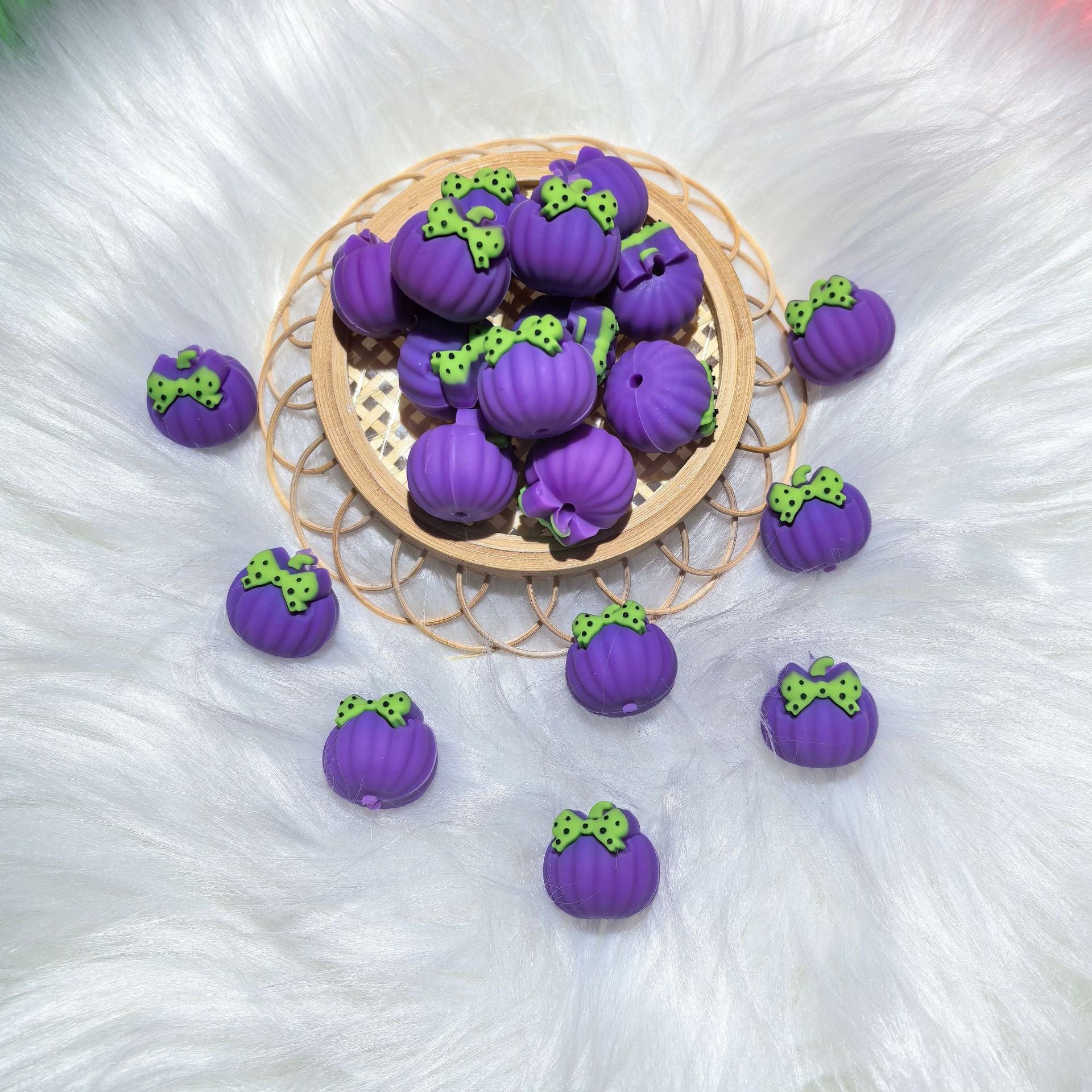 3D Pumpkin Braid Silicone Cartoon Beads -10PCS