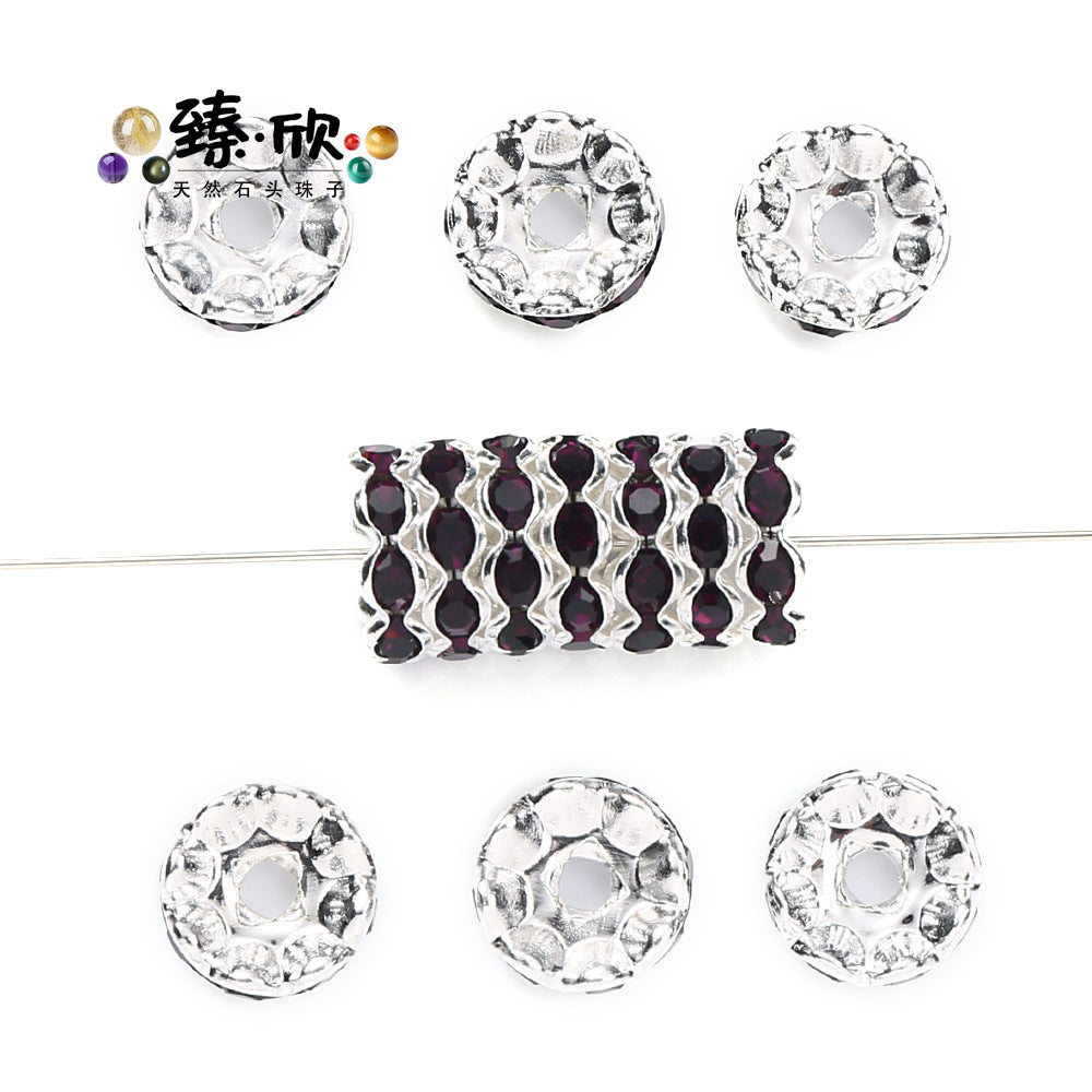 12MM Color Wave Rhinestone Diamond Ring Spacer Bead Spacer Jewelry Accessories Bead-100PCS
