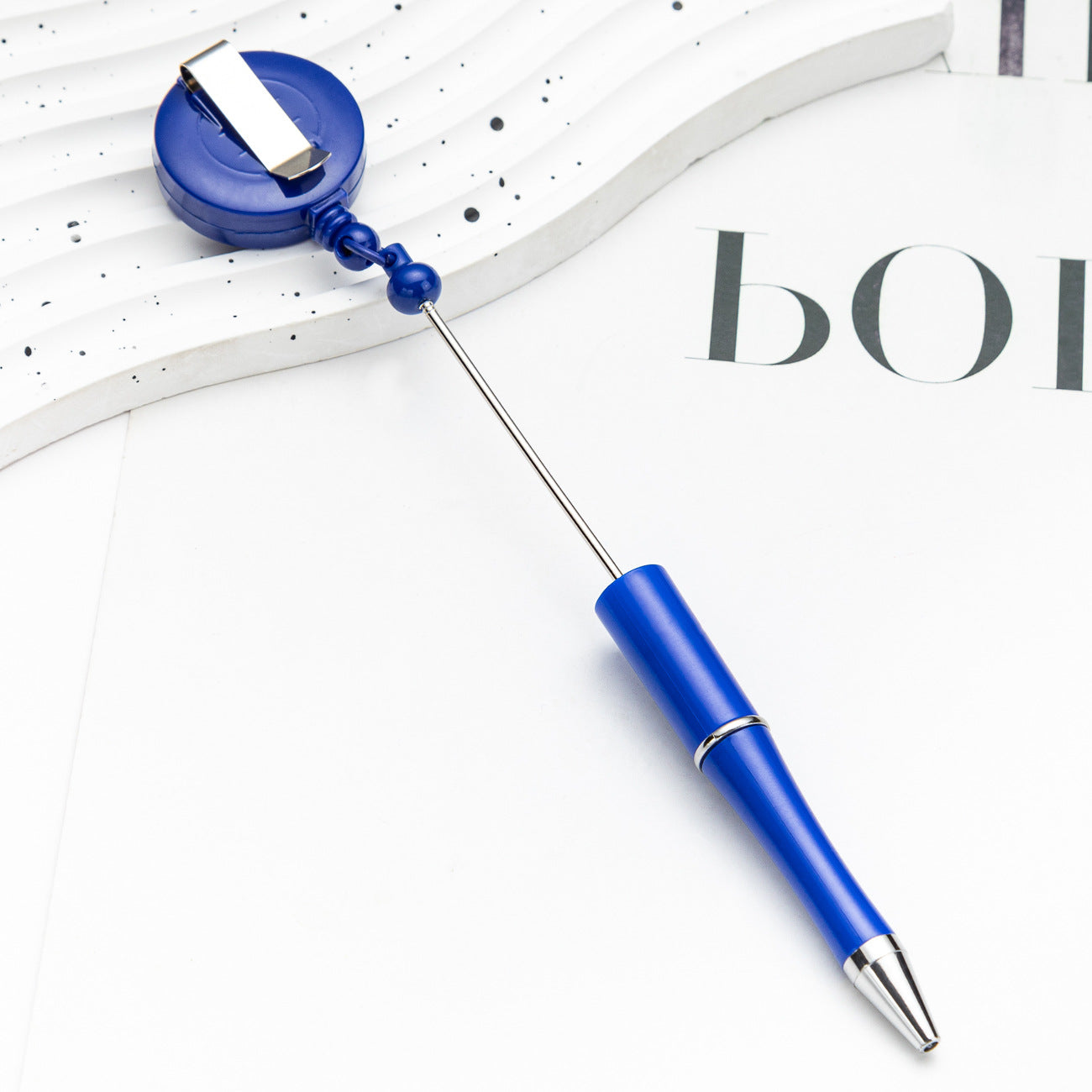 Creative Beadable Pens Retractable Buckle Plastic Easy Pull Buckle Ballpoint Pen-2PCS