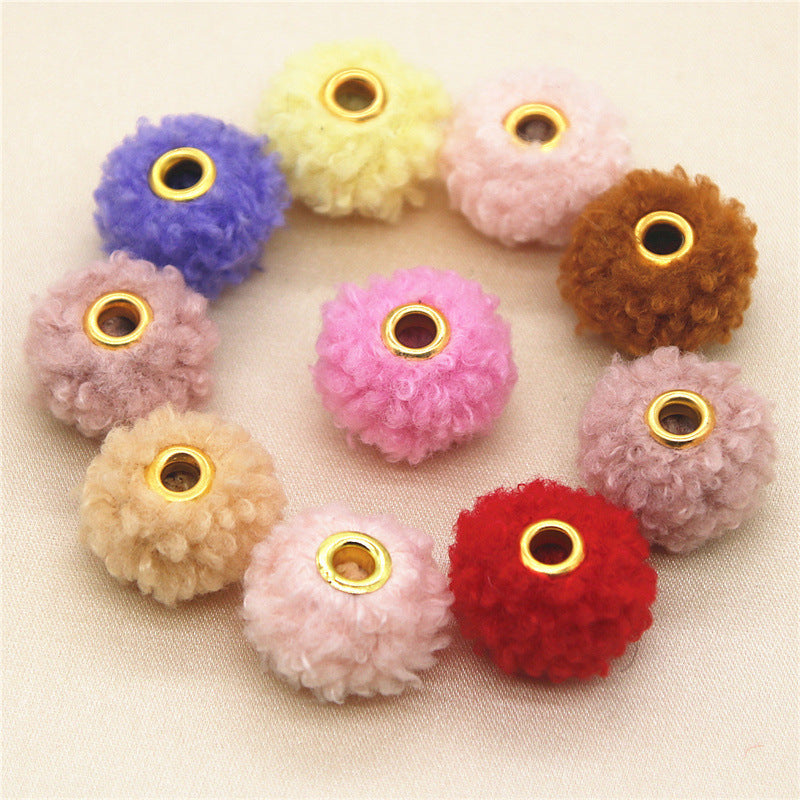 Straight Hole Teddy Fur Ball Beads Loose Beads Fabric Accessories-100PCS