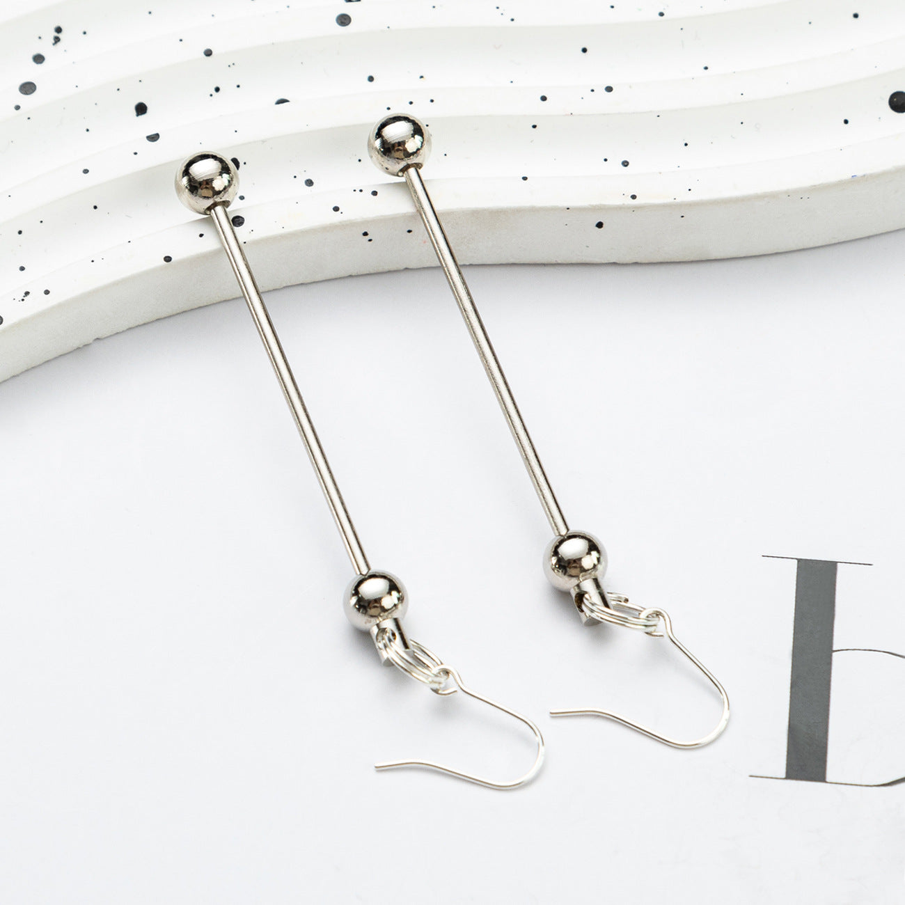 Creative Beadable Earrings Metal DIY Earrings-1 Pair