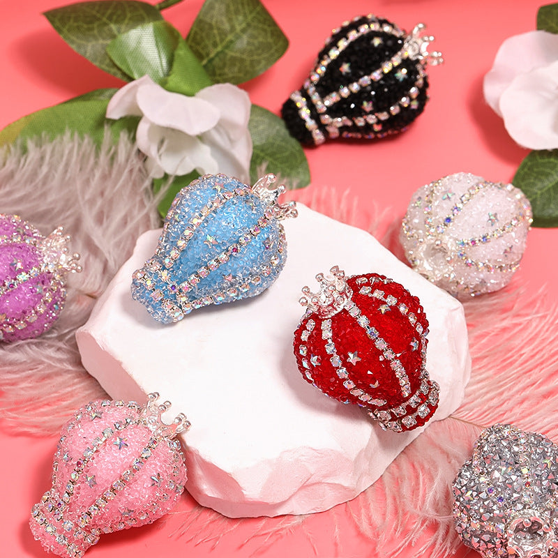 Heavy Industry Crown Hot Air Balloon Soft Sugar Beads Rhinestone Chain Beads DIY-5PCS