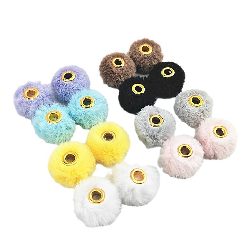 Straight Hole Soft Waxy Fur Ball Beads Loose Beads Large Hole Fabric Accessories-50PCS