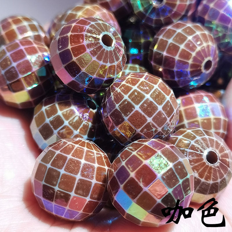 Creative Colorful Plaid Acrylic Beads-50PCS