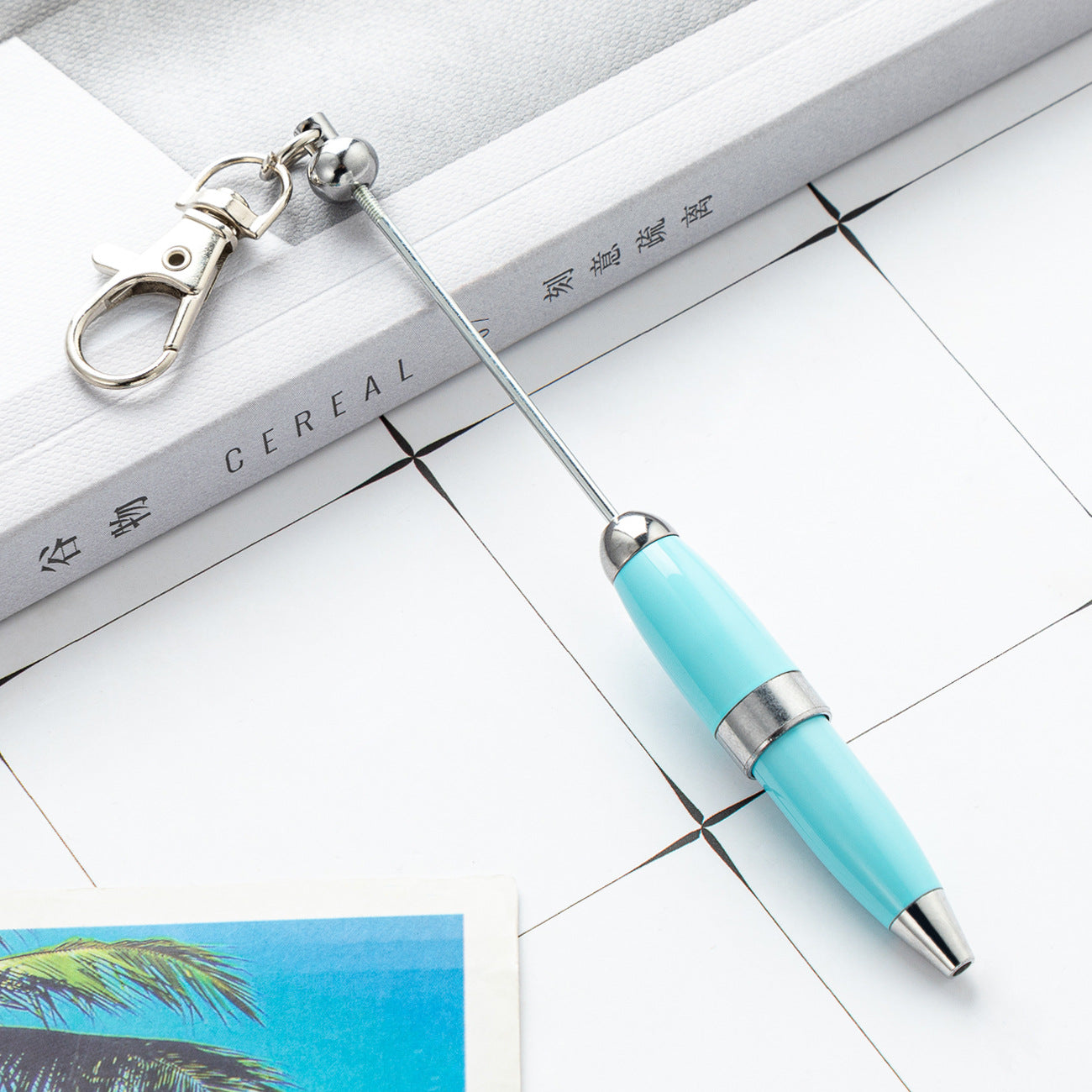 Beadable Pens Metal Pen DIY with Keychain Bar-2PCS