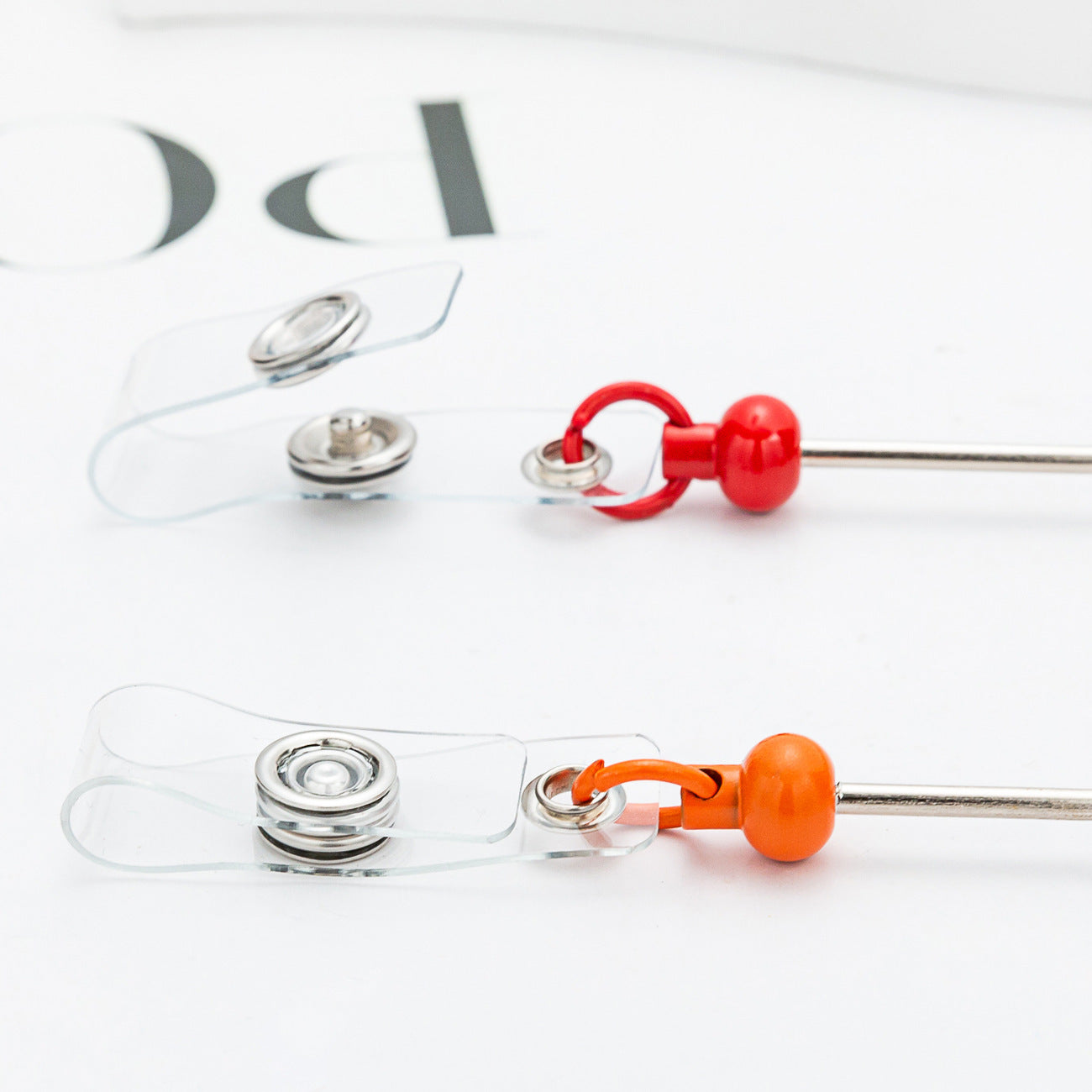 Badge Reels DIY Beadable Bar Retractable Keychain-2PCS