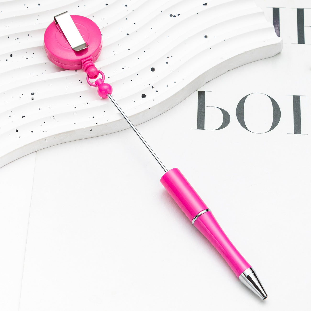 Creative Beadable Pens Retractable Buckle Plastic Easy Pull Buckle Ballpoint Pen-2PCS