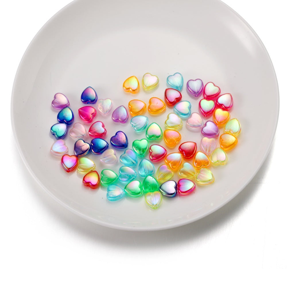 Acrylic Colorful Love Heart Glossy Beads-Small-200PCS