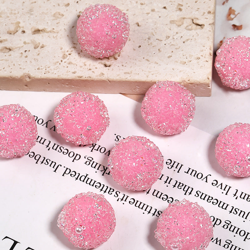 DIY Sparkling Rhinestone Soft Sugar Beads, 20mm -5PCS