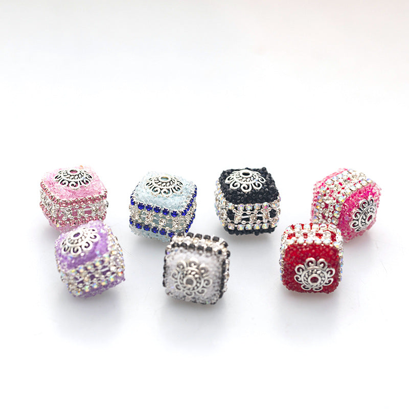 Acrylic Shiny Square Claw Chain Beaded Diamond Balls-2PCS