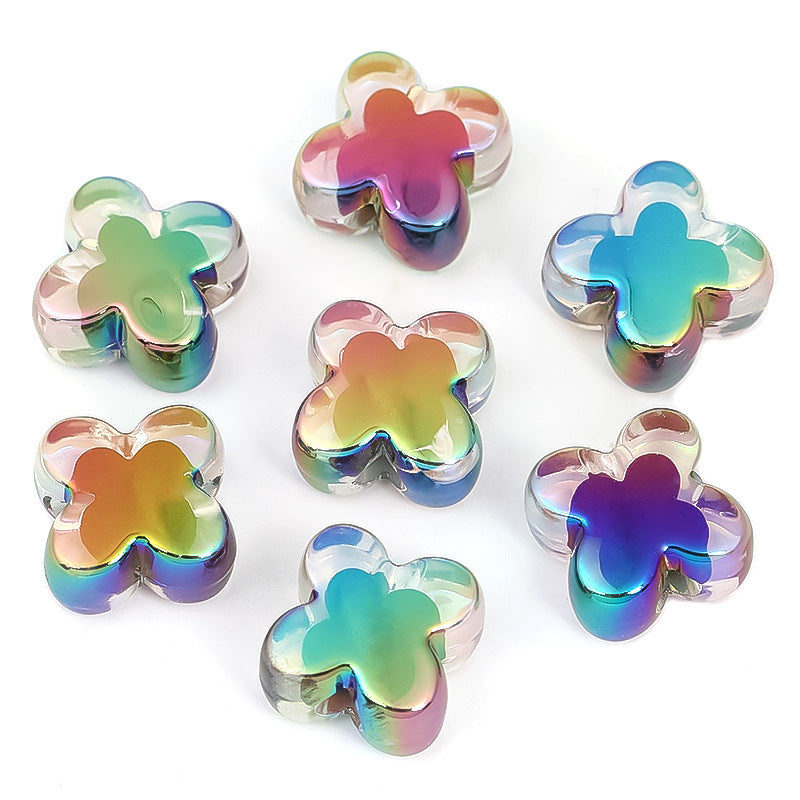 UV Plating Love Heart Plastic Acrylic Beads-50PCS