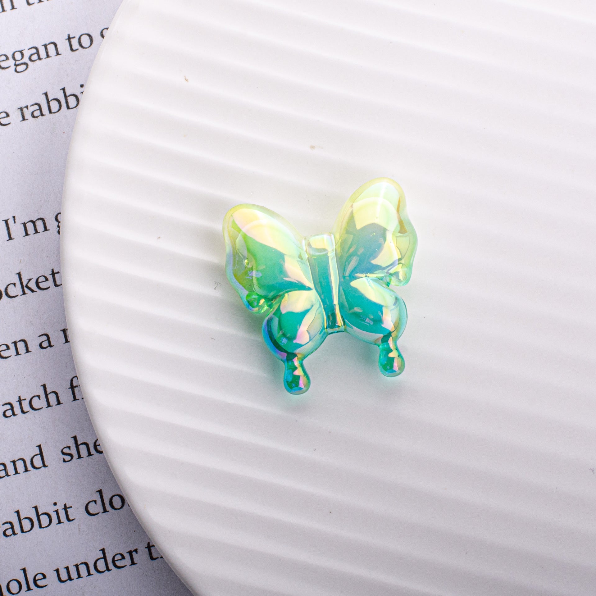 Cartoon Acrylic Vertical Hole Butterfly Swallowtail Butterfly UV Plated Gradient Color-10PCS