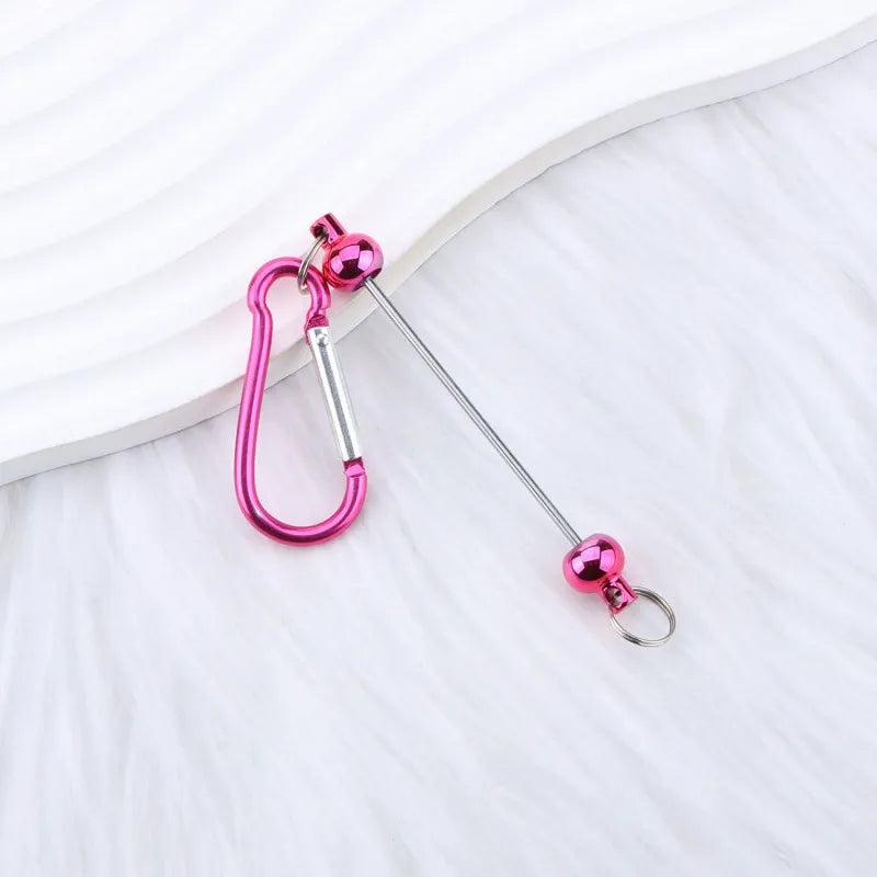 Beadable D Shaped Metal Keychain for DIY