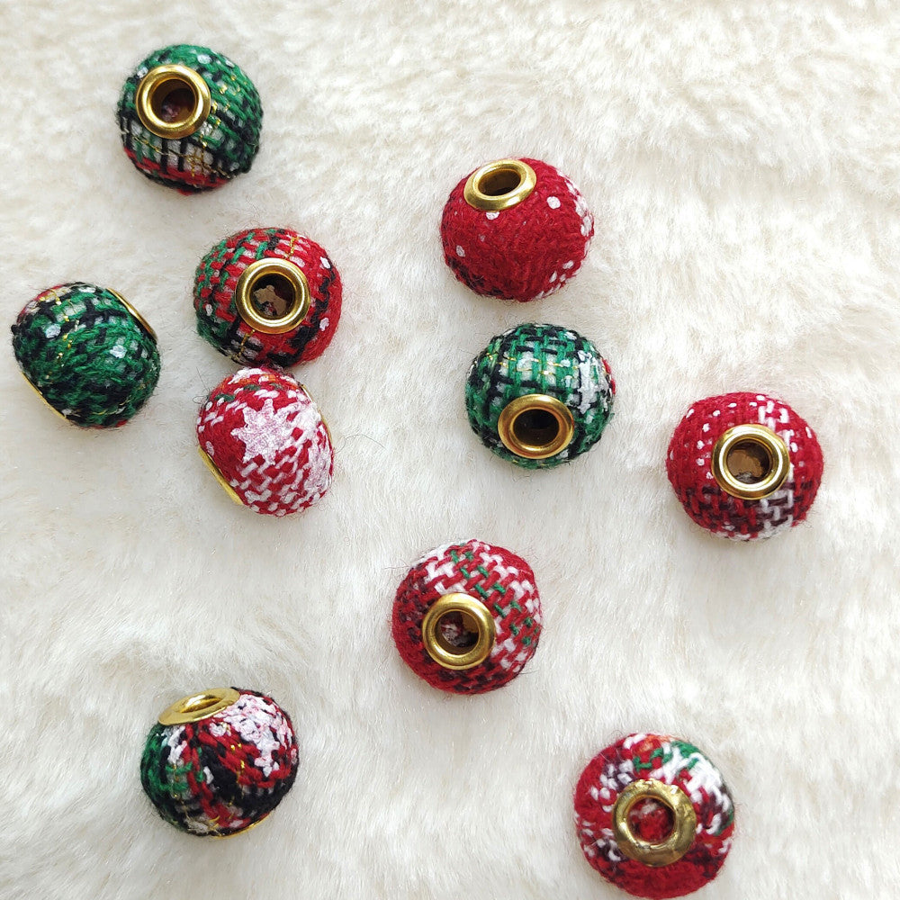 15mm Christmas Fabric Beads-100PCS