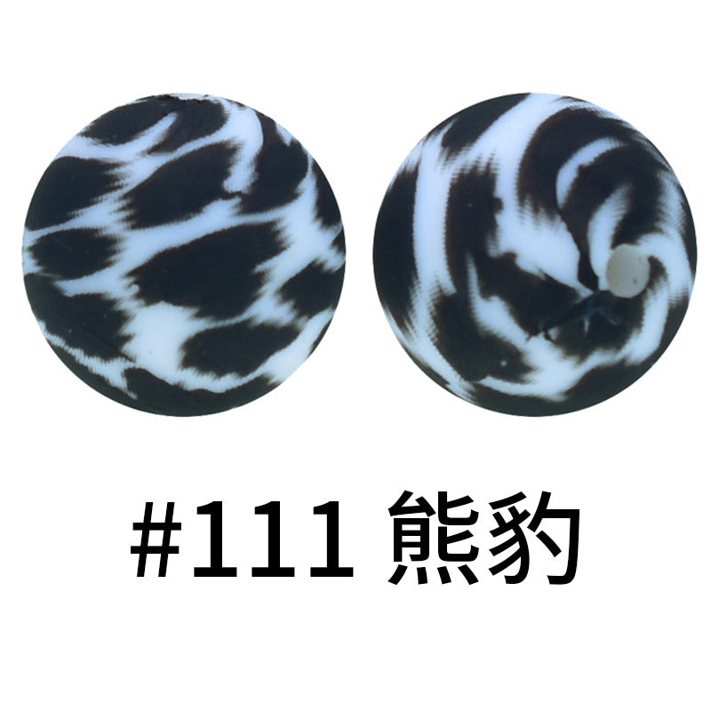 16mm Print Silicone Beads Colorful Silicone Water Transfer Beads-50PCS