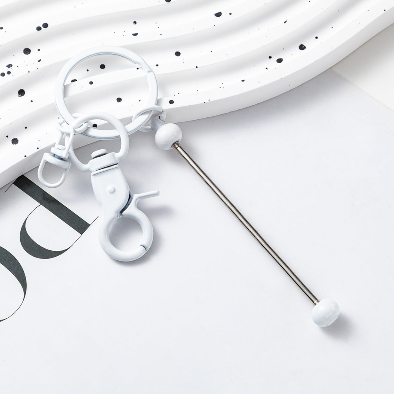 Creative Beadable Bar Keychains Handmade Metal Solid Color Keychain-2PCS