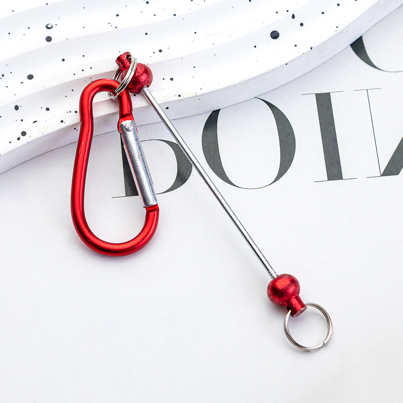 Creative Beadable Metal Hook Keychain-2PCS