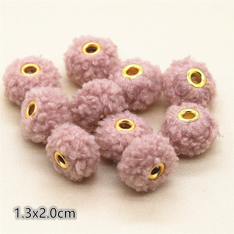 Straight Hole Teddy Fur Ball Beads Loose Beads Fabric Accessories-100PCS