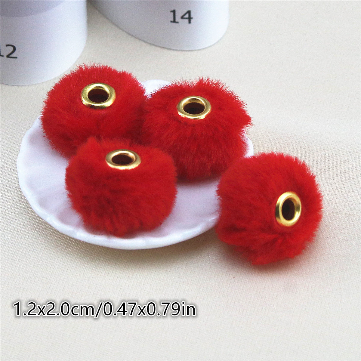 Straight Hole Soft Waxy Fur Ball Beads Loose Beads Large Hole Fabric Accessories-50PCS