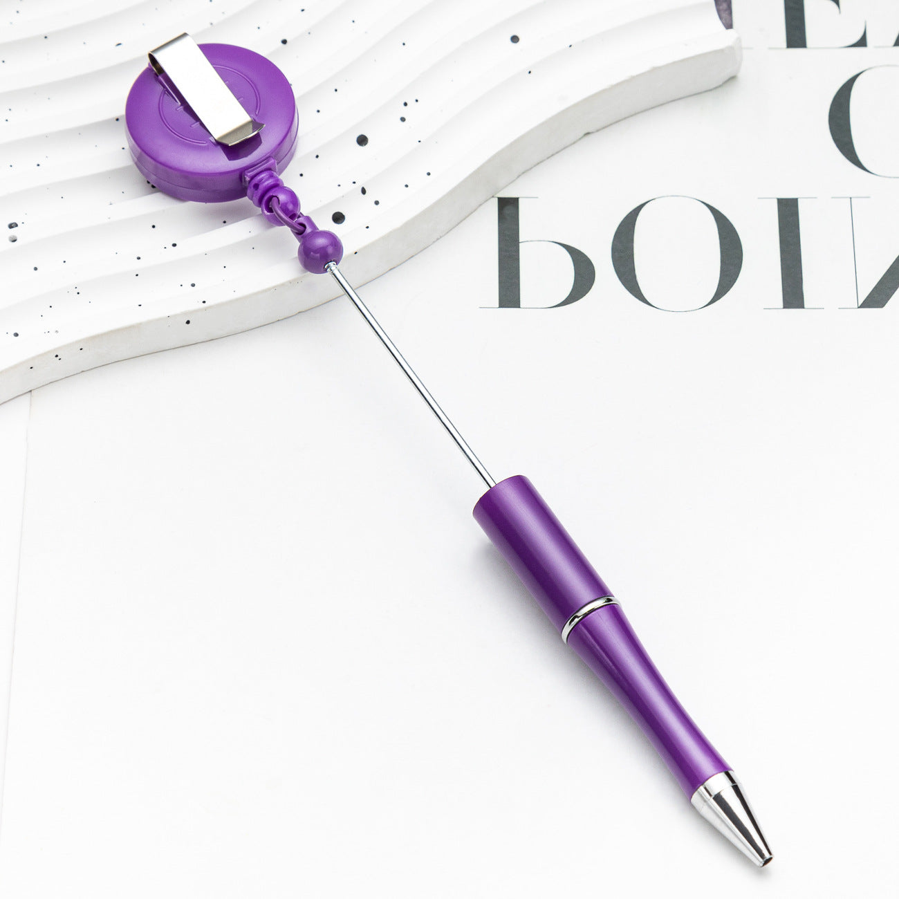 Creative Beadable Pens Retractable Buckle Plastic Easy Pull Buckle Ballpoint Pen-2PCS