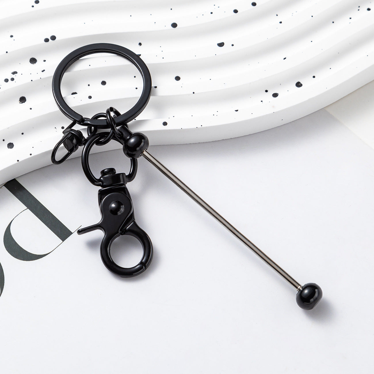 Creative Beadable Bar Keychains Handmade Metal Solid Color Keychain-2PCS