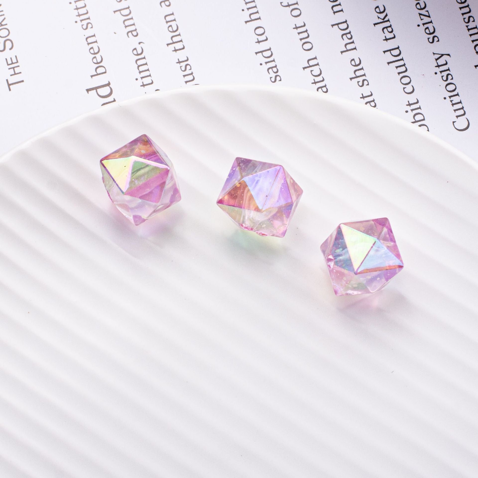 DIY Luminous Square Beads Prismatic Acrylic Straight Hole Beads-50PCS