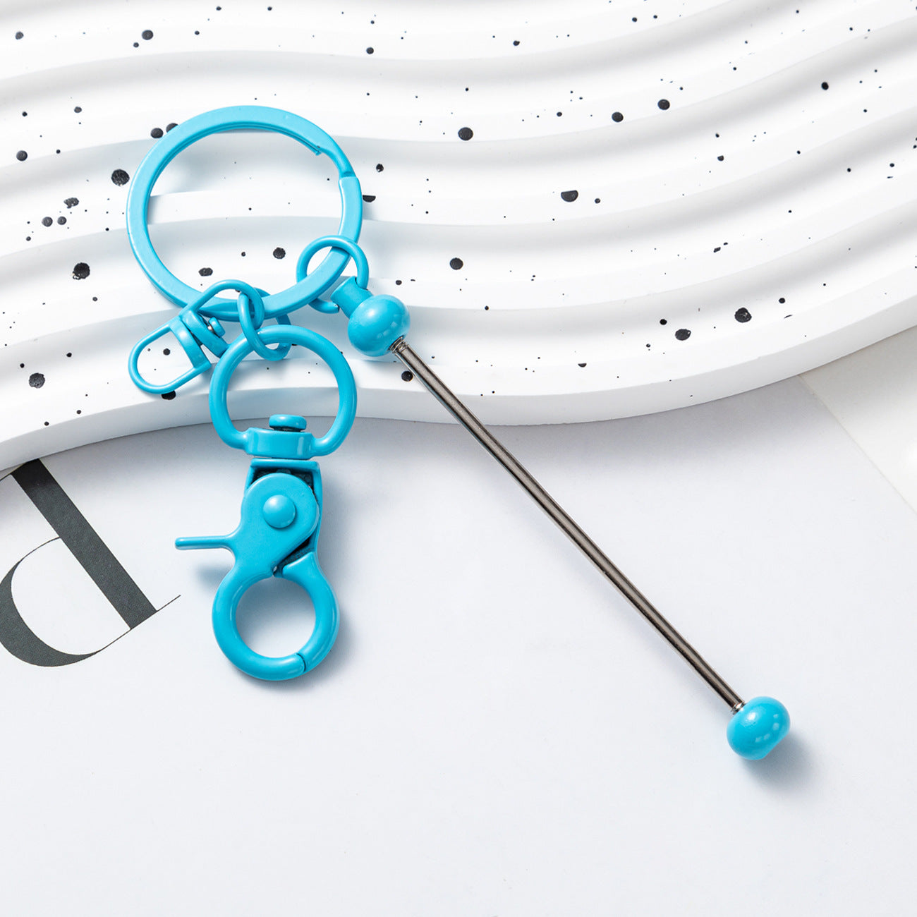 Creative Beadable Bar Keychains Handmade Metal Solid Color Keychain-2PCS