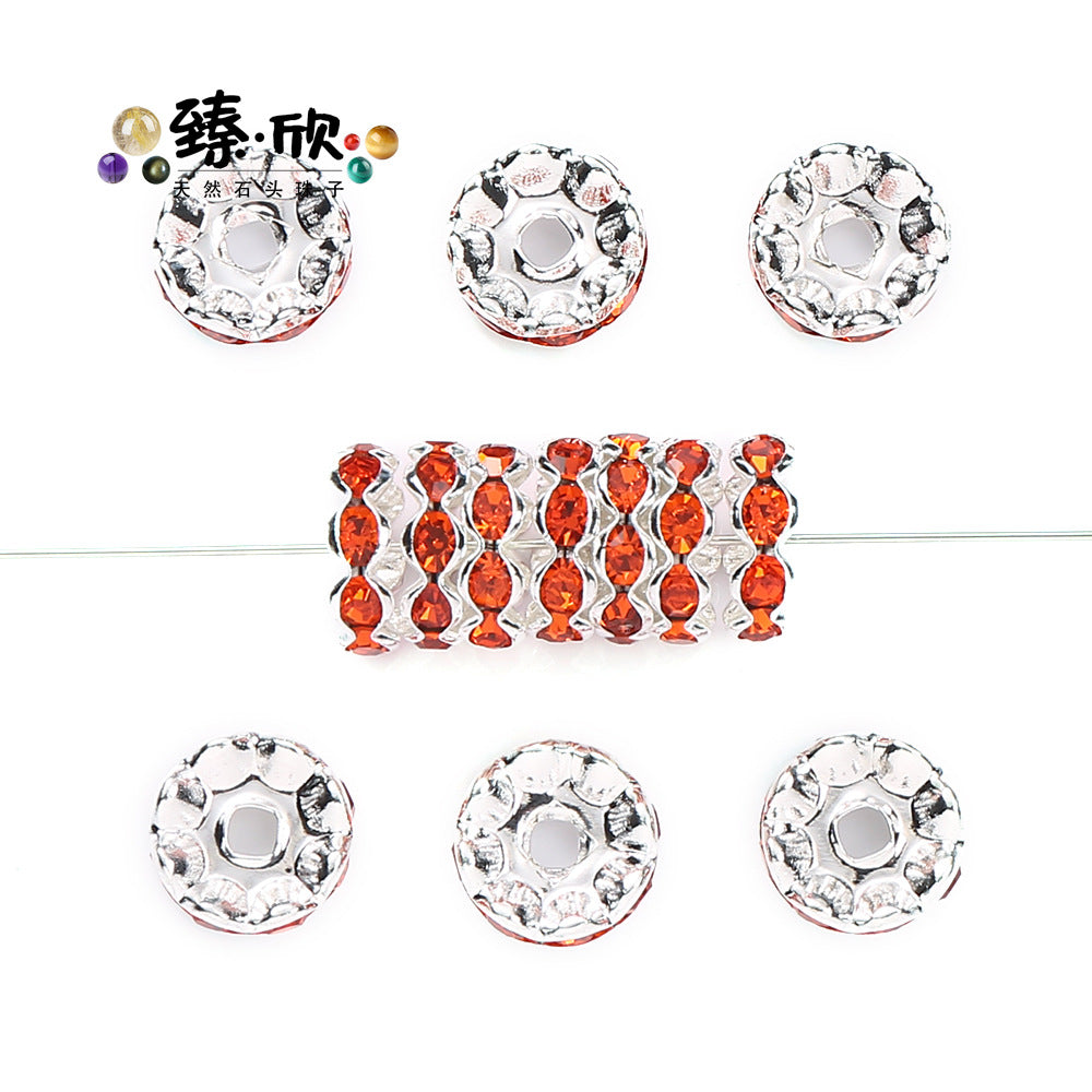 12MM Color Wave Rhinestone Diamond Ring Spacer Bead Spacer Jewelry Accessories Bead-100PCS
