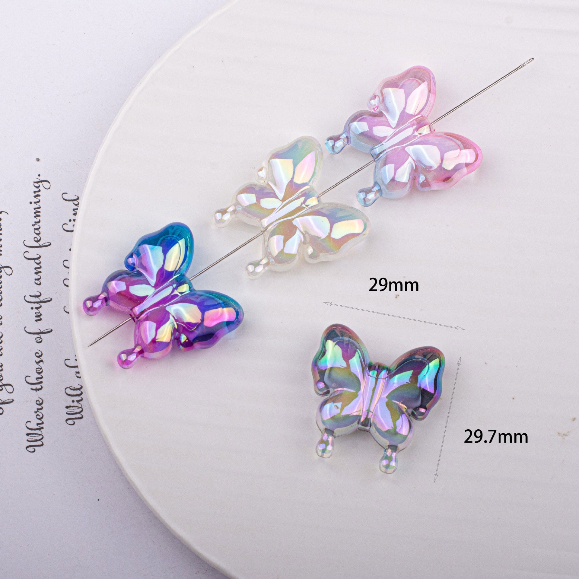 Cartoon Acrylic Vertical Hole Butterfly Swallowtail Butterfly UV Plated Gradient Color-10PCS