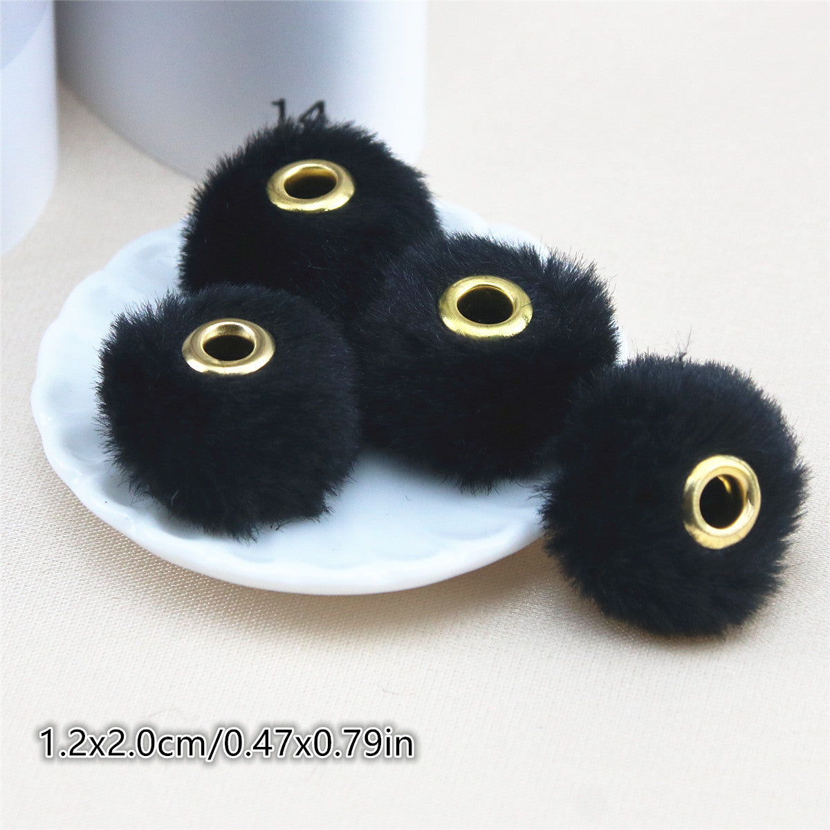 Straight Hole Soft Waxy Fur Ball Beads Loose Beads Large Hole Fabric Accessories-50PCS