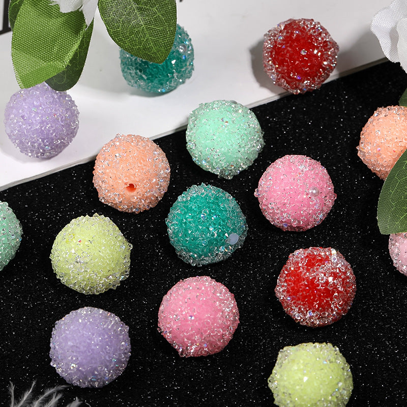 DIY Sparkling Rhinestone Soft Sugar Beads, 20mm -5PCS