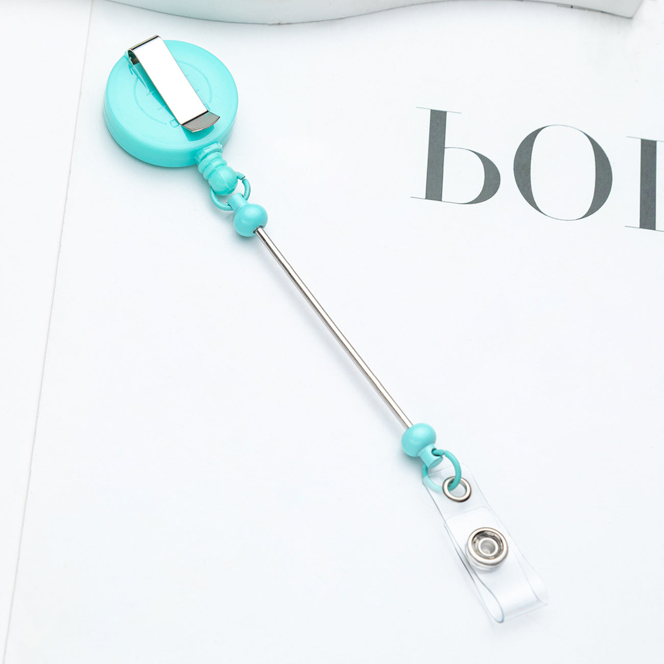 Badge Reels DIY Beadable Bar Retractable Keychain-2PCS