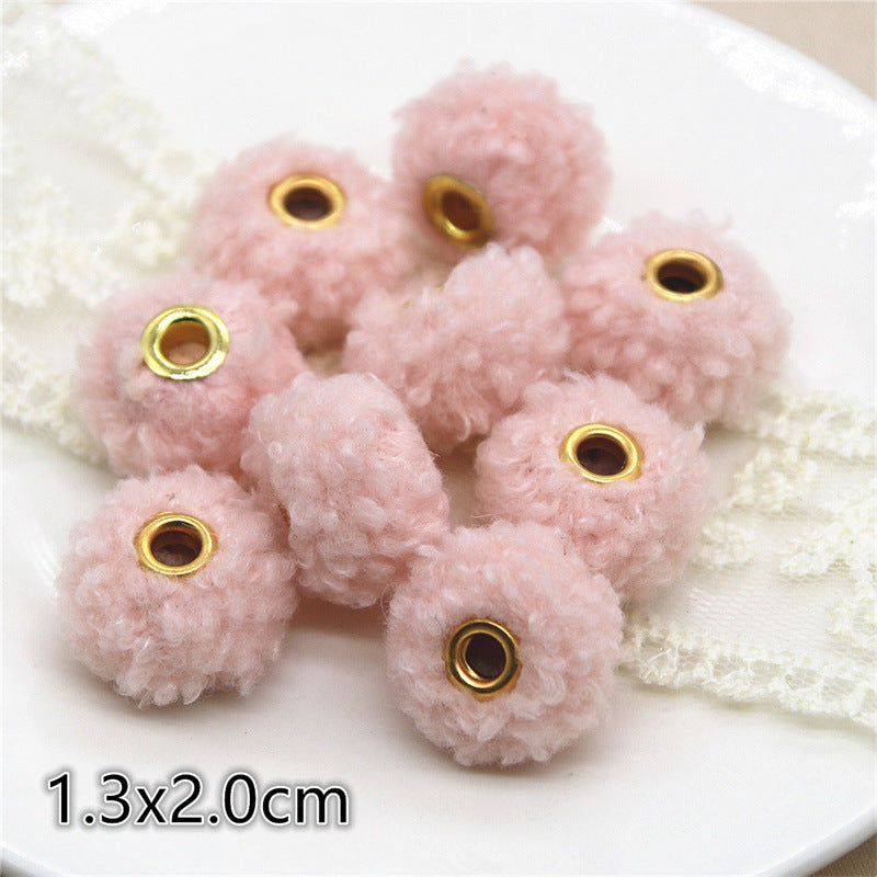 Straight Hole Teddy Fur Ball Beads Loose Beads Fabric Accessories-100PCS
