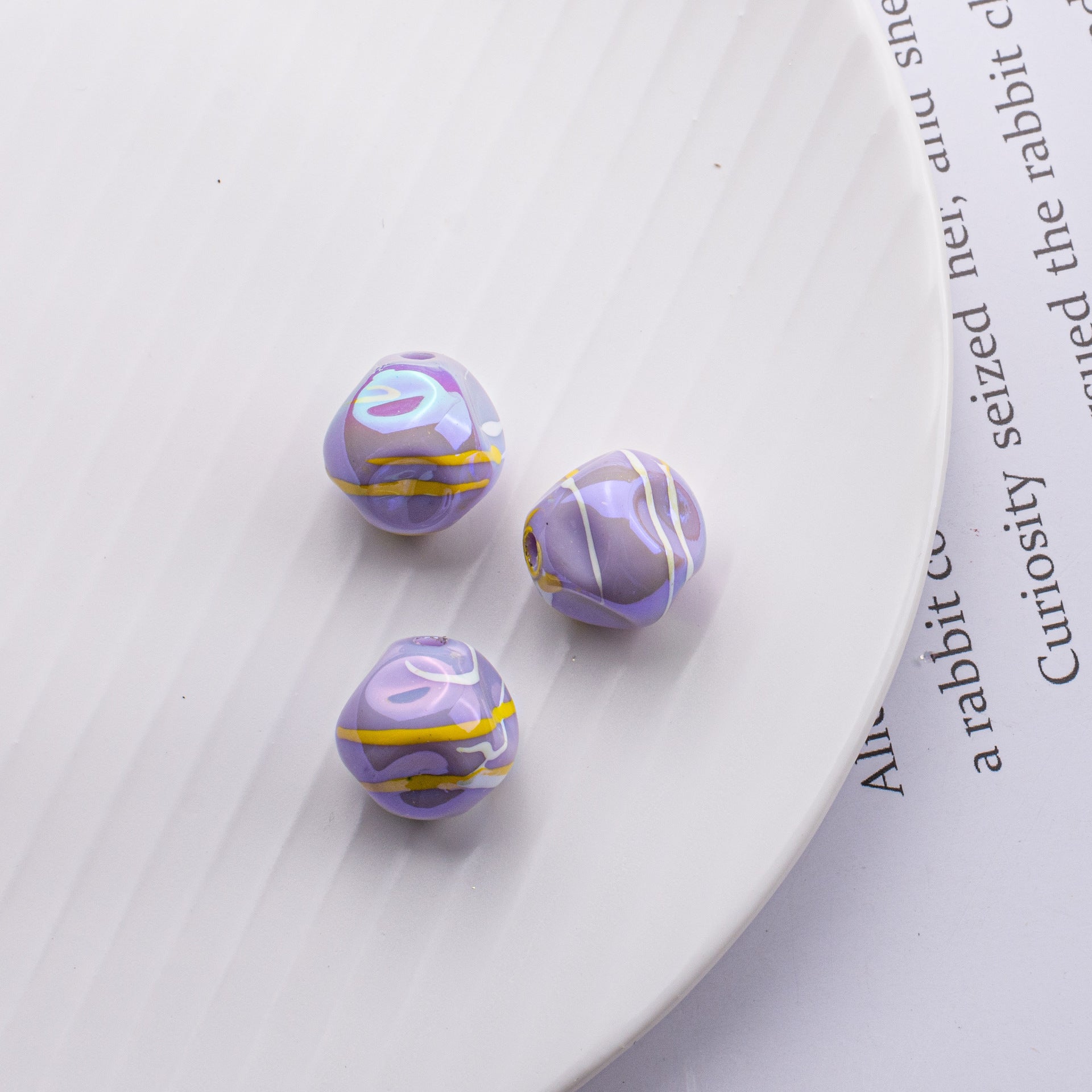 Acrylic Solid Color Line Fig Beads Meteorite Beads-50PCS