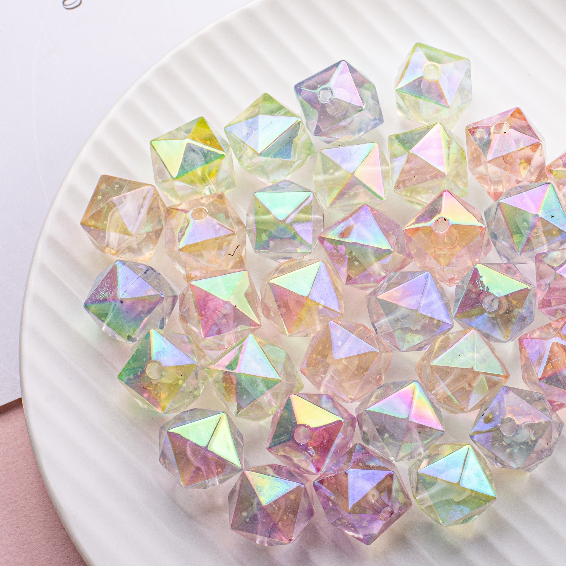 DIY Luminous Square Beads Prismatic Acrylic Straight Hole Beads-50PCS