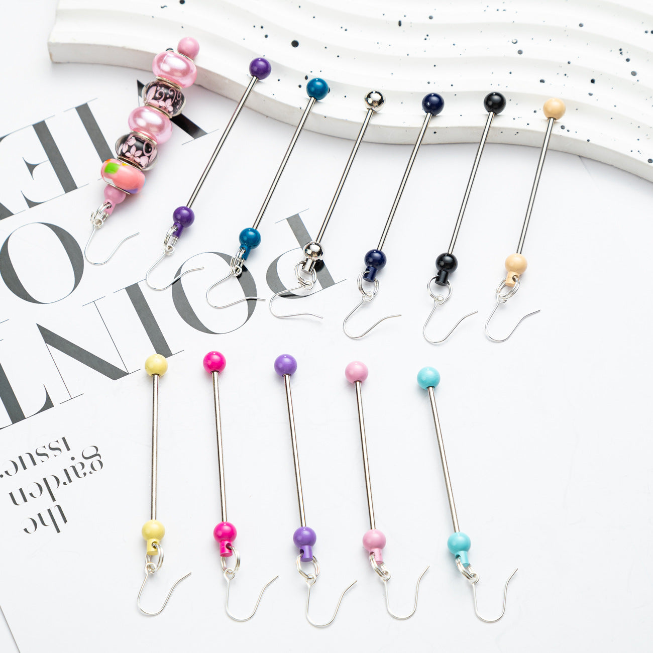 Creative Beadable Earrings Metal DIY Earrings-1 Pair