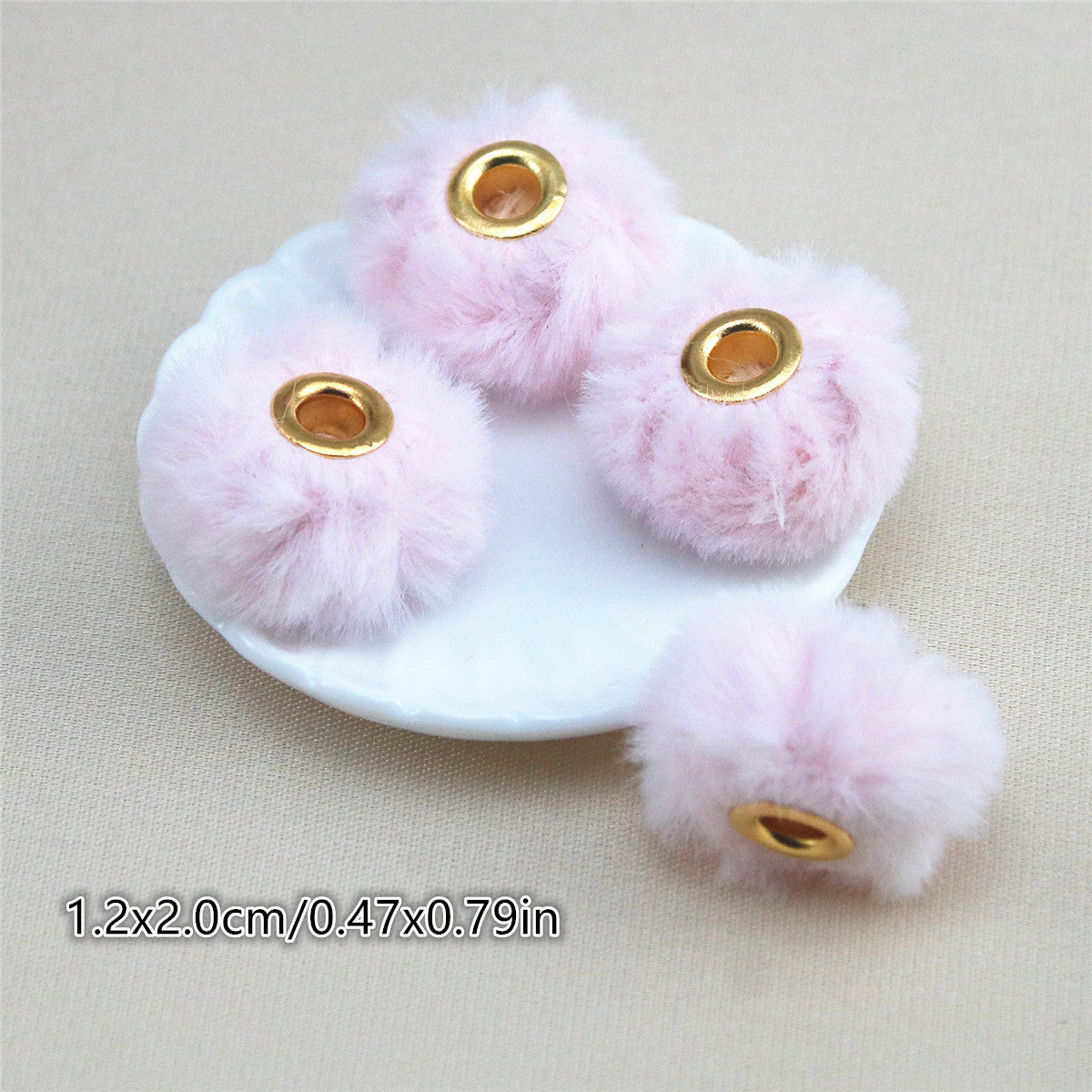 Straight Hole Soft Waxy Fur Ball Beads Loose Beads Large Hole Fabric Accessories-50PCS