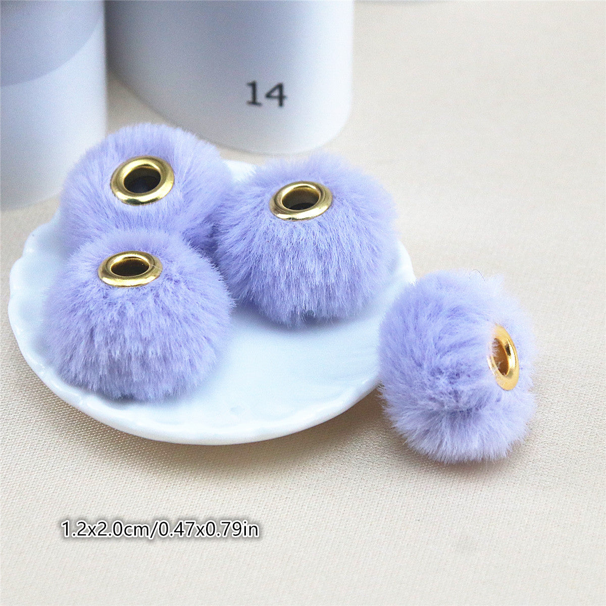 Straight Hole Soft Waxy Fur Ball Beads Loose Beads Large Hole Fabric Accessories-50PCS